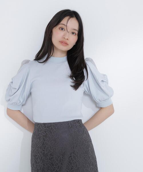 NATURAL BEAUTY BASIC(ナチュラルビューティーベーシック)の「◇シアーツイストスリーブニット(ニット/セーター・レディース・ブルー/ピンク/オフホワイト/ブラック・FREE)」の5枚目の写真