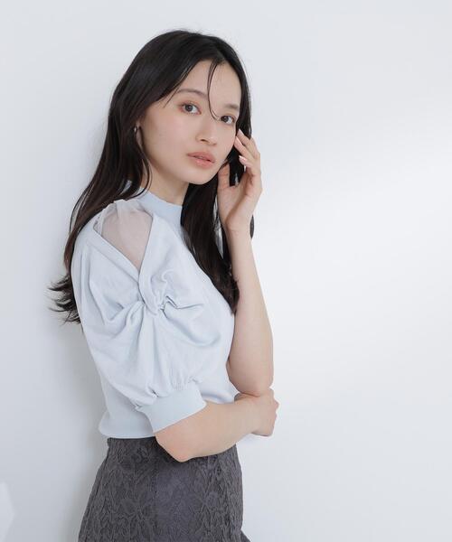 NATURAL BEAUTY BASIC(ナチュラルビューティーベーシック)の「◇シアーツイストスリーブニット(ニット/セーター・レディース・ブルー/ピンク/オフホワイト/ブラック・FREE)」の8枚目の写真