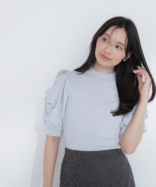 NATURAL BEAUTY BASIC(ナチュラルビューティーベーシック)の「◇シアーツイストスリーブニット(ニット/セーター・レディース・ブルー/ピンク/オフホワイト/ブラック・FREE)」の10枚目の写真