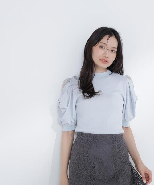 NATURAL BEAUTY BASIC(ナチュラルビューティーベーシック)の「◇シアーツイストスリーブニット(ニット/セーター・レディース・ブルー/ピンク/オフホワイト/ブラック・FREE)」の12枚目の写真