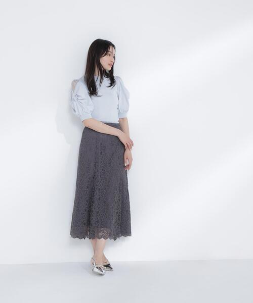 NATURAL BEAUTY BASIC(ナチュラルビューティーベーシック)の「◇シアーツイストスリーブニット(ニット/セーター・レディース・ブルー/ピンク/オフホワイト/ブラック・FREE)」の13枚目の写真