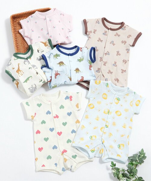 apres les cours（アプレレクール）の「バラエティ総柄ワッフルロンパス（ロンパース・キッズ・ブルー/カーキ/アイボリー/ピンク/ベージュ/サックスブルー・80/70/60）」の19枚目の写真