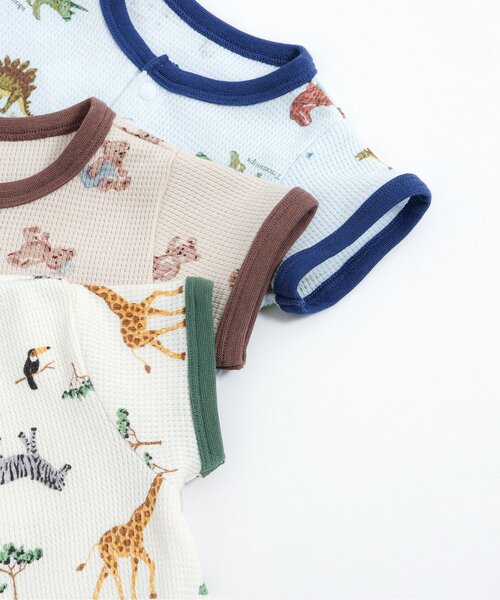 apres les cours（アプレレクール）の「バラエティ総柄ワッフルロンパス（ロンパース・キッズ・ブルー/カーキ/アイボリー/ピンク/ベージュ/サックスブルー・80/70/60）」の13枚目の写真