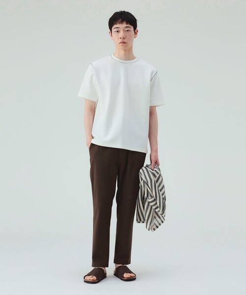 BEAMS HEART(ビームスハート)の「【ユニセックス】ダンボール スラブ ステッチ クルーネック Tシャツ (吸水速乾)(Tシャツ/カットソー・メンズ・ホワイト/ブラック・SMALL/MEDIUM/LARGE)」の4枚目の写真
