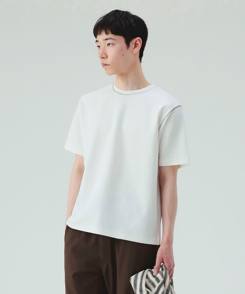 BEAMS HEART(ビームスハート)の「【ユニセックス】ダンボール スラブ ステッチ クルーネック Tシャツ (吸水速乾)(Tシャツ/カットソー・メンズ・ホワイト/ブラック・SMALL/MEDIUM/LARGE)」の6枚目の写真