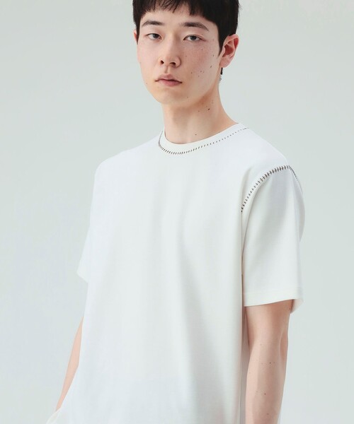 BEAMS HEART(ビームスハート)の「【ユニセックス】ダンボール スラブ ステッチ クルーネック Tシャツ (吸水速乾)(Tシャツ/カットソー・メンズ・ホワイト/ブラック・SMALL/MEDIUM/LARGE)」の7枚目の写真