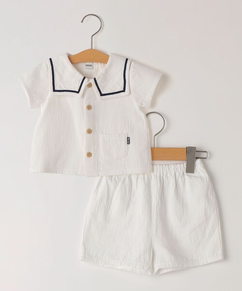 SHIPS(シップス)の「SHIPS KIDS:70~80cm / セーラー セットアップ(ロンパース・キッズ・ストーン/ネイビー・70/80)」の1枚目の写真