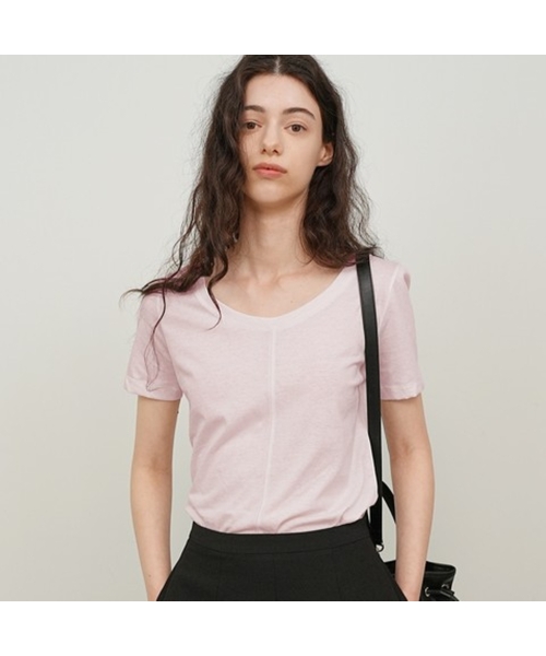 PAUL&ALICE(ポール&アリス)の「ハーフスリーブシアートップ / 3カラー(Tシャツ/カットソー・レディース・ブラック/ホワイト/PINK・FREE)」の3枚目の写真