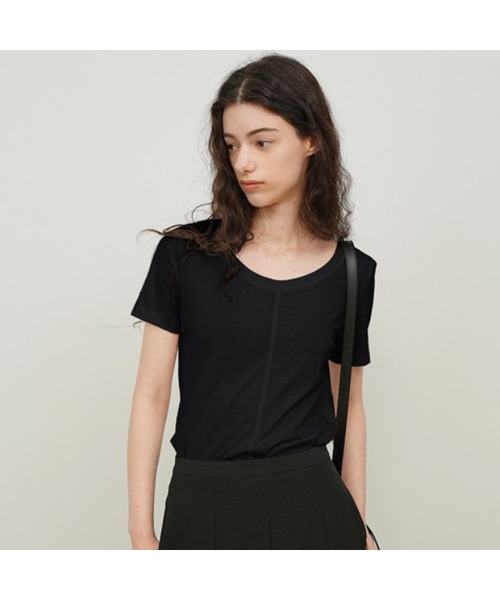 PAUL&ALICE(ポール&アリス)の「ハーフスリーブシアートップ / 3カラー(Tシャツ/カットソー・レディース・ブラック/ホワイト/PINK・FREE)」の2枚目の写真