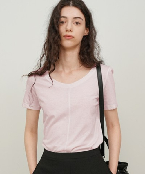 PAUL&ALICE(ポール&アリス)の「ハーフスリーブシアートップ / 3カラー(Tシャツ/カットソー・レディース・ブラック/ホワイト/PINK・FREE)」の5枚目の写真