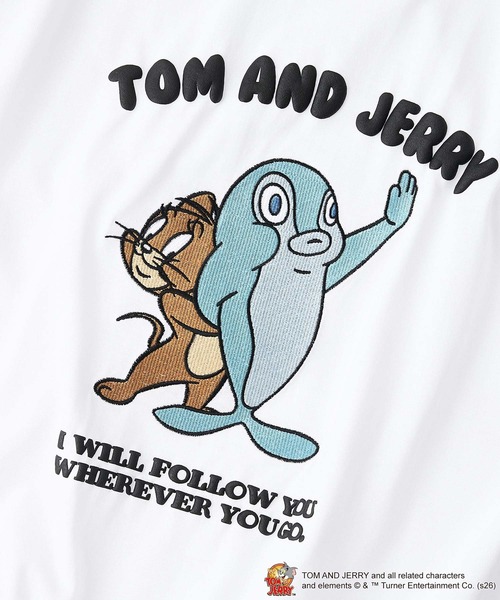 Tom＆Jerry（トムアンドジェリー）の「【TOM and JERRY/トムとジェリー】【コットン100％のしっかりした生地 ドロップショルダー】オリジナルデザイン刺繍Tシャツ ジェリー タフィー さかな 半袖 ユニセックス（Tシャツ/カットソー・メンズ・ホワイト系その他2/ブラック系その他2/ブルー系その他/ベージュ系その他2/ホワイト系その他・X-LARGE/LARGE/MEDIUM/SMALL）」の13枚目の写真