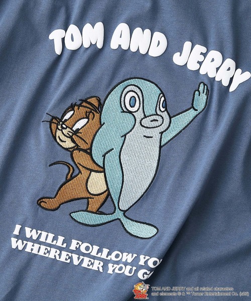 Tom＆Jerry（トムアンドジェリー）の「【TOM and JERRY/トムとジェリー】【コットン100％のしっかりした生地 ドロップショルダー】オリジナルデザイン刺繍Tシャツ ジェリー タフィー さかな 半袖 ユニセックス（Tシャツ/カットソー・メンズ・ホワイト系その他2/ブラック系その他2/ブルー系その他/ベージュ系その他2/ホワイト系その他・X-LARGE/LARGE/MEDIUM/SMALL）」の8枚目の写真