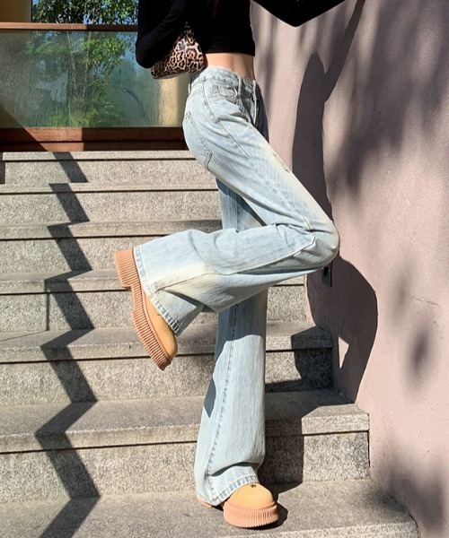 Teem Store(チームストア)の「ウエストレースダメージ加工フレアデニムパンツ(デニムパンツ・レディース・ブルー・L/M)」の18枚目の写真