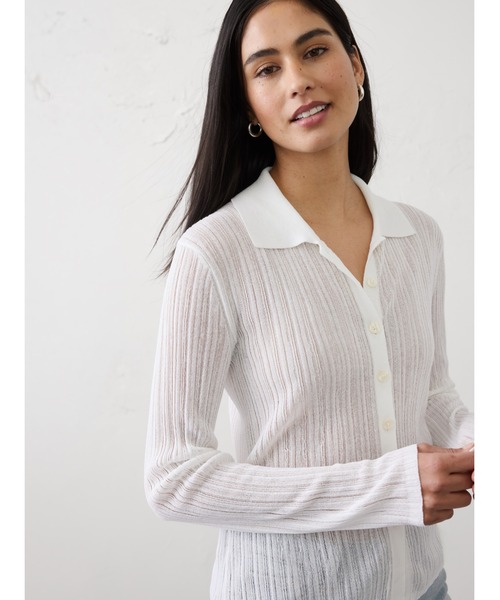 BANANA REPUBLIC FACTORY STORE(バナナリパブリック ファクトリーストア)の「BANANA REPUBLIC FACTORY STORE シアー カーディガン セーター(カーディガン/ボレロ・レディース・ホワイト/グリーン/ブラック・M/XS/L/S)」の2枚目の写真