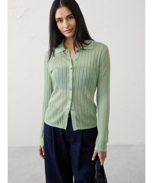 BANANA REPUBLIC FACTORY STORE(バナナリパブリック ファクトリーストア)の「BANANA REPUBLIC FACTORY STORE シアー カーディガン セーター(カーディガン/ボレロ・レディース・ホワイト/グリーン/ブラック・M/XS/L/S)」の1枚目の写真