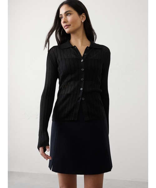 BANANA REPUBLIC FACTORY STORE(バナナリパブリック ファクトリーストア)の「BANANA REPUBLIC FACTORY STORE シアー カーディガン セーター(カーディガン/ボレロ・レディース・ホワイト/グリーン/ブラック・M/XS/L/S)」の3枚目の写真