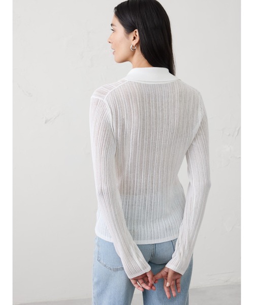 BANANA REPUBLIC FACTORY STORE(バナナリパブリック ファクトリーストア)の「BANANA REPUBLIC FACTORY STORE シアー カーディガン セーター(カーディガン/ボレロ・レディース・ホワイト/グリーン/ブラック・M/XS/L/S)」の6枚目の写真