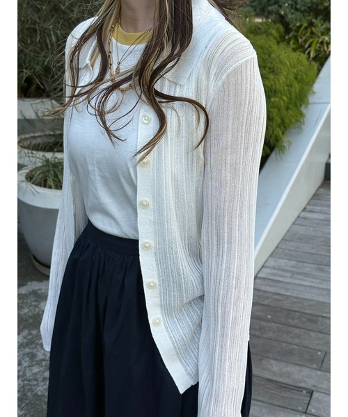 BANANA REPUBLIC FACTORY STORE(バナナリパブリック ファクトリーストア)の「BANANA REPUBLIC FACTORY STORE シアー カーディガン セーター(カーディガン/ボレロ・レディース・ホワイト/グリーン/ブラック・M/XS/L/S)」の14枚目の写真