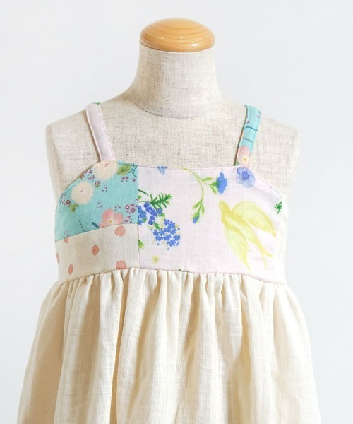 NAOMI ITO（ナオミイトウ）の「【NAOMI ITO(ナオミイトウ)】 パッチワークワンピース 70-80・80-90・90-100cm（ワンピース・キッズ・キナリ/ベージュ・70-80cm/90-100cm/80-90cm）」の2枚目の写真