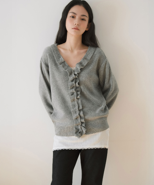 YEARNING(イヤニング)の「INSIDE OUT MULTI CARDIGAN, GREY(ニット/セーター・レディース・その他・FREE)」の5枚目の写真