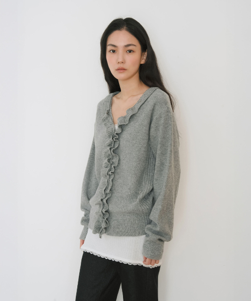 YEARNING(イヤニング)の「INSIDE OUT MULTI CARDIGAN, GREY(ニット/セーター・レディース・その他・FREE)」の6枚目の写真