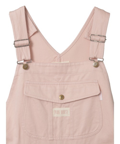PINK HOUSE(ピンクハウス)の「ネームワッペンいっぱいオーバーオール(サロペット/オーバーオール・レディース・ピンク/キャメル/カーキ/ブラック・フリー)」の7枚目の写真