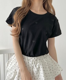 ハート刺繍コンパクトTee