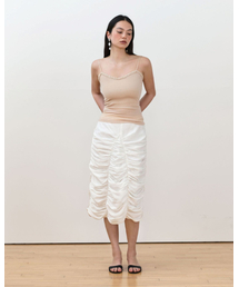 Flora Shirring Skirt [Ivory]