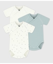 PETIT BATEAU | プリント半袖あわせボディ３枚組(肌着)
