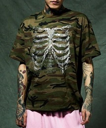 A'GEM/9 × .kom 『SUPPLIER/サプライヤー』Rhinestone Fire Bones Tee/ラインストーン ファイヤーボーン Tシャツ