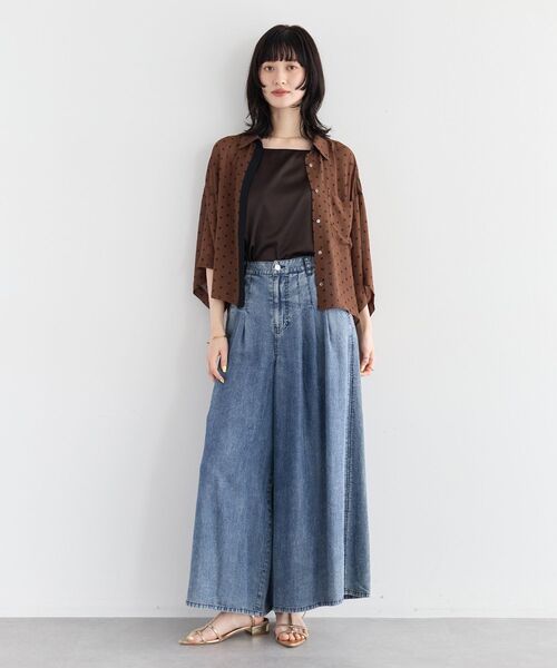 YECCA VECCA(イェッカヴェッカ)の「バイオ加工ヴィンテージデニムワイドパンツ(デニムパンツ・レディース・インディゴブルー/グレー・FREE)」の3枚目の写真
