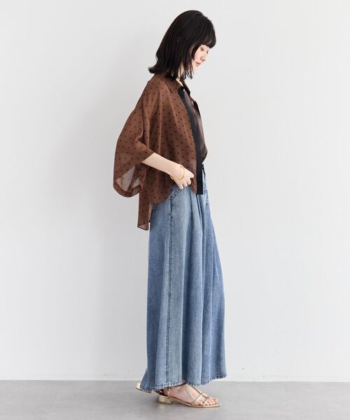 YECCA VECCA(イェッカヴェッカ)の「バイオ加工ヴィンテージデニムワイドパンツ(デニムパンツ・レディース・インディゴブルー/グレー・FREE)」の5枚目の写真