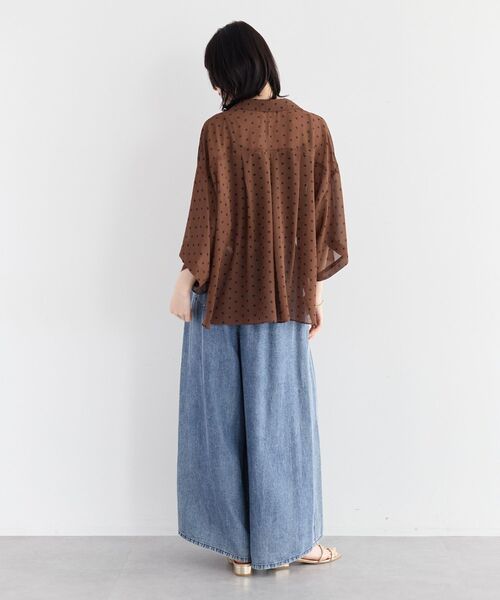 YECCA VECCA（イェッカヴェッカ）の「バイオ加工ヴィンテージデニムワイドパンツ（デニムパンツ・レディース・インディゴブルー/グレー・FREE）」の3枚目の写真