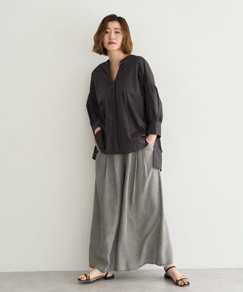 YECCA VECCA（イェッカヴェッカ）の「バイオ加工ヴィンテージデニムワイドパンツ（デニムパンツ・レディース・インディゴブルー/グレー・FREE）」の8枚目の写真