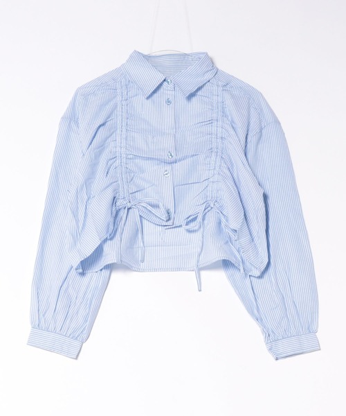 P.V.T(ピーブイティー)の「フロントドロストシャツ(シャツ/ブラウス・レディース・サックスブルー系/PINK/Navy・M)」の5枚目の写真