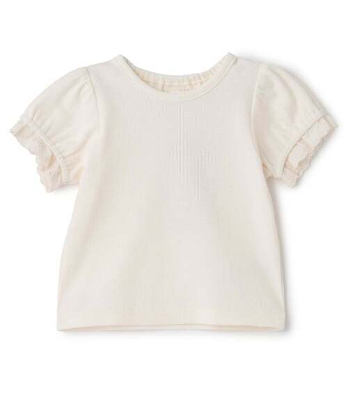 petit main(プティマイン)の「【プティプラ/ベビーサイズ】袖フリル半袖Tシャツ(その他ベビーウェア・キッズ・クリーム/ピンク/オフホワイト・80cm/70cm)」の2枚目の写真