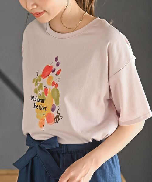 rps(アールピーエス)の「FeelCoolフルーツTシャツ(Tシャツ/カットソー・レディース・アイボリー/サックスブルー/ピンク・フリー)」の3枚目の写真