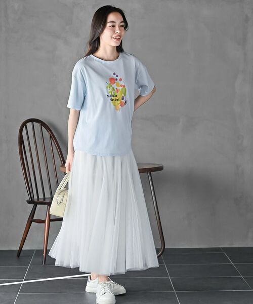 rps(アールピーエス)の「FeelCoolフルーツTシャツ(Tシャツ/カットソー・レディース・アイボリー/サックスブルー/ピンク・フリー)」の4枚目の写真