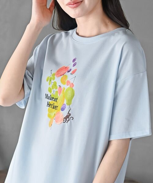 rps(アールピーエス)の「FeelCoolフルーツTシャツ(Tシャツ/カットソー・レディース・アイボリー/サックスブルー/ピンク・フリー)」の8枚目の写真