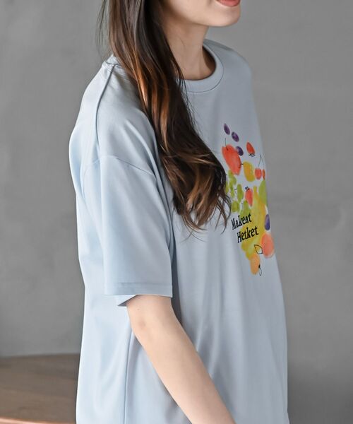 rps(アールピーエス)の「FeelCoolフルーツTシャツ(Tシャツ/カットソー・レディース・アイボリー/サックスブルー/ピンク・フリー)」の11枚目の写真