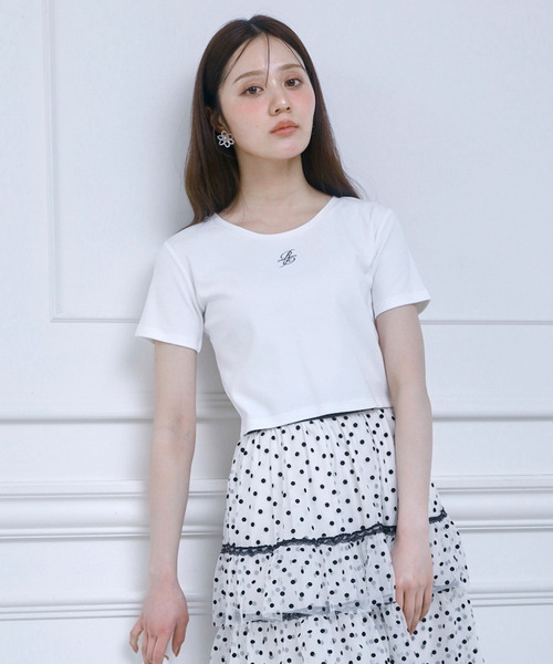 ROYAL PARTY(ロイヤルパーティー)の「ロゴ刺しゅうコンパクトTシャツ(Tシャツ/カットソー・レディース・イエロー/ブルー/オフホワイト/ブラック・FREE)」の10枚目の写真