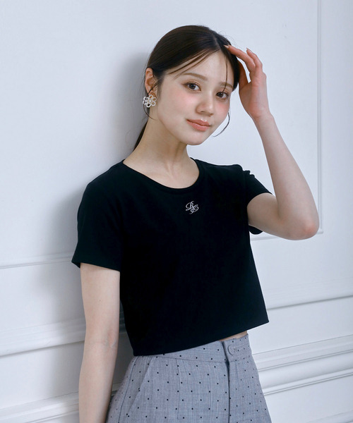 ROYAL PARTY(ロイヤルパーティー)の「ロゴ刺しゅうコンパクトTシャツ(Tシャツ/カットソー・レディース・イエロー/ブルー/オフホワイト/ブラック・FREE)」の12枚目の写真