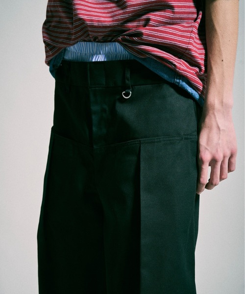 CAMPHOR WOOD(カンファーウッド)の「【 Dickies × CAMPHORWOOD 】LAYERED BOXER CUT-OFF WIDE CHINO SHORTS / 【 Dickies コラボレーション 】ボクサーレイヤードカットオフワイドチノショーツ(チノパンツ・メンズ・グレー/ブラック系・SMALL/MEDIUM/LARGE)」の12枚目の写真