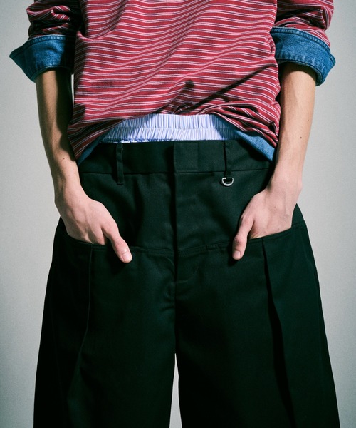 CAMPHOR WOOD(カンファーウッド)の「【 Dickies × CAMPHORWOOD 】LAYERED BOXER CUT-OFF WIDE CHINO SHORTS / 【 Dickies コラボレーション 】ボクサーレイヤードカットオフワイドチノショーツ(チノパンツ・メンズ・グレー/ブラック系・SMALL/MEDIUM/LARGE)」の19枚目の写真