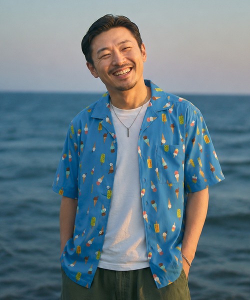 ZIP FIVE(ジップファイブ)の「オープンカラー 総柄半袖シャツ / アロハシャツ(シャツ/ブラウス・メンズ・アイボリー/ブラック/ライトブルー/ホワイト系1/ブルー/オフホワイト/ネイビー系/ダークブルー/イエロー/ブルー系/ブラック系/チャコール/ブルー系1/カーキ系/ホワイト/ブラック系1/ブラウン/レッド/グリーン/ネイビー系1・MEDIUM/LARGE/X-LARGE)」の17枚目の写真