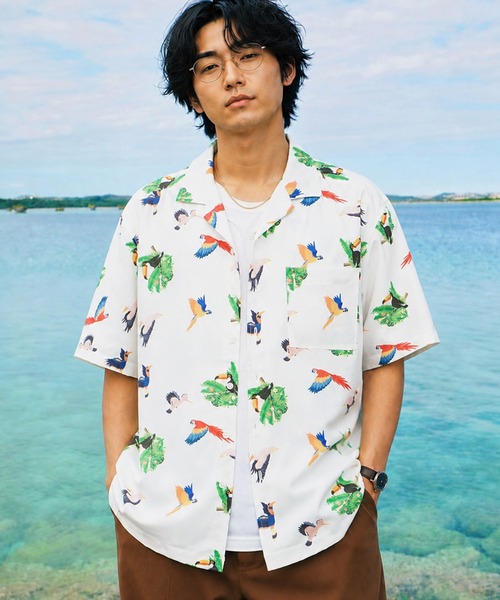 ZIP FIVE(ジップファイブ)の「オープンカラー 総柄半袖シャツ / アロハシャツ(シャツ/ブラウス・メンズ・アイボリー/ブラック/ライトブルー/ホワイト系1/ブルー/オフホワイト/ネイビー系/ダークブルー/イエロー/ブルー系/ブラック系/チャコール/ブルー系1/カーキ系/ホワイト/ブラック系1/ブラウン/レッド/グリーン/ネイビー系1・MEDIUM/LARGE/X-LARGE)」の2枚目の写真