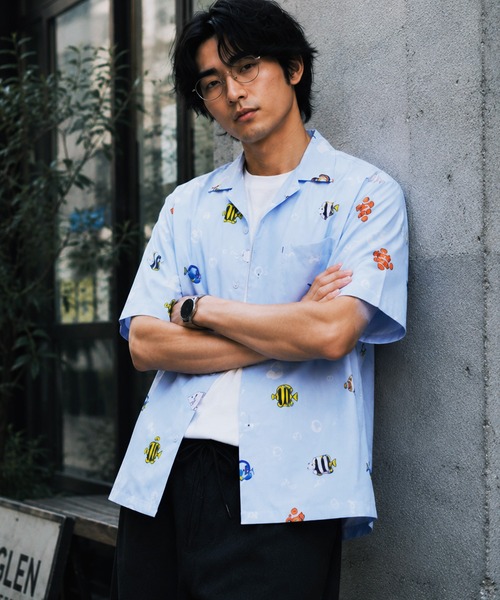 ZIP FIVE(ジップファイブ)の「オープンカラー 総柄半袖シャツ / アロハシャツ(シャツ/ブラウス・メンズ・アイボリー/ブラック/ライトブルー/ホワイト系1/ブルー/オフホワイト/ネイビー系/ダークブルー/イエロー/ブルー系/ブラック系/チャコール/ブルー系1/カーキ系/ホワイト/ブラック系1/ブラウン/レッド/グリーン/ネイビー系1・MEDIUM/LARGE/X-LARGE)」の12枚目の写真