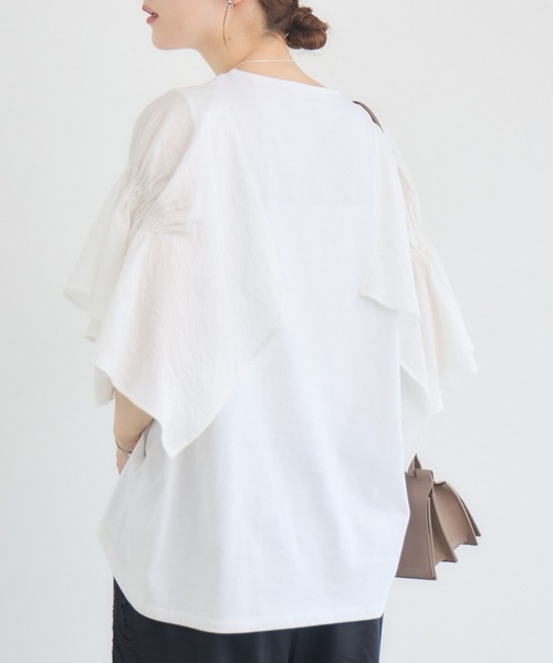 KATHARINE ROSS(キャサリンロス)の「【抗菌・防油・防汚・防水】フレアスリーブ 半袖Tシャツ(Tシャツ/カットソー・レディース・ホワイト/ブラック・FREE)」の22枚目の写真