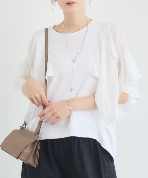 KATHARINE ROSS(キャサリンロス)の「【抗菌・防油・防汚・防水】フレアスリーブ 半袖Tシャツ(Tシャツ/カットソー・レディース・ホワイト/ブラック・FREE)」の20枚目の写真