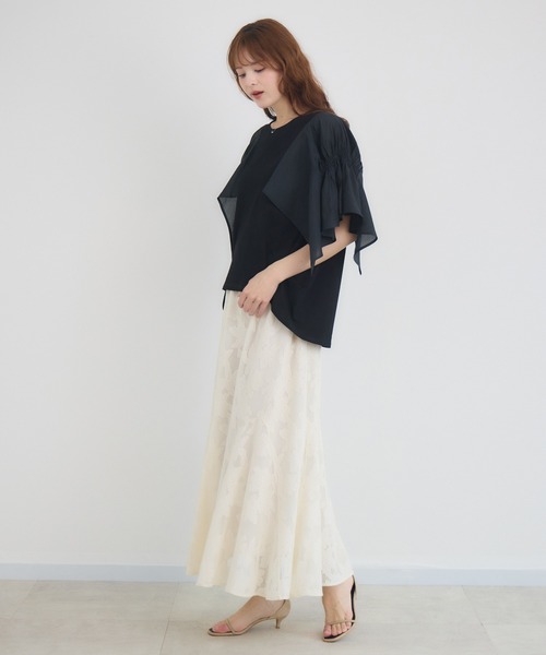 KATHARINE ROSS(キャサリンロス)の「【抗菌・防油・防汚・防水】フレアスリーブ 半袖Tシャツ(Tシャツ/カットソー・レディース・ホワイト/ブラック・FREE)」の11枚目の写真